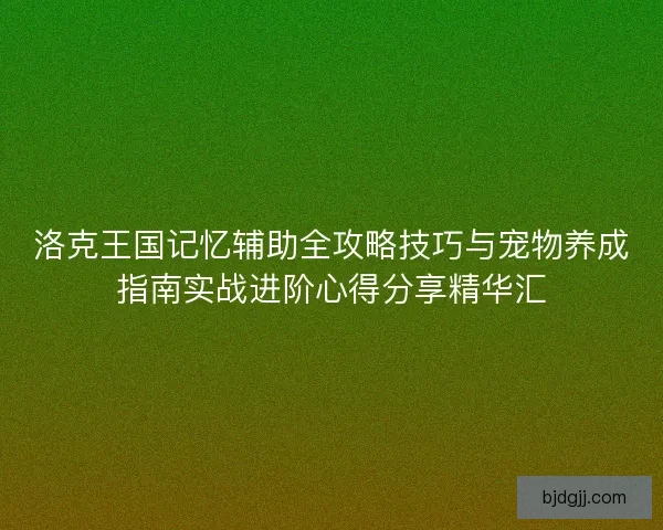 洛克王国记忆辅助全攻略技巧与宠物养成指南实战进阶心得分享精华汇 洛克王国记忆辅助全攻略技巧与宠物养成指南实战进阶心得分享精华汇